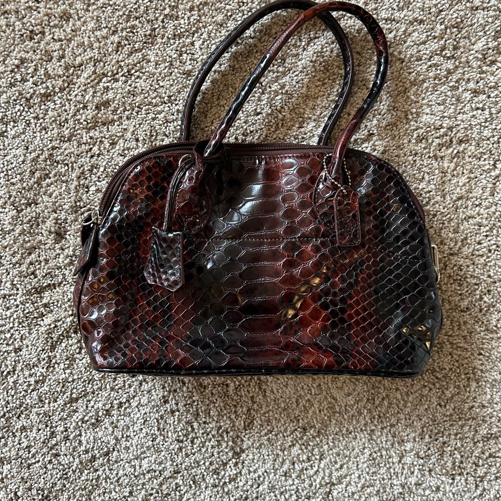 Elegant Brown Snake Print Women's Bag